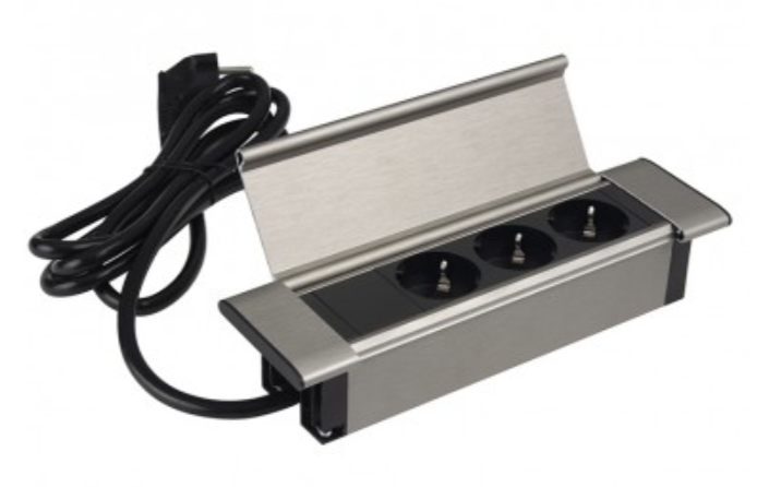 FLAT BOX de aço escovado 3 x SCHUCO, cabo input 1,8m