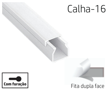 CALHA 16 | BRANCA 16X16 ADESIVO CABLE TRUNKING CANALEX ADH 2M (GOULLOOTE)