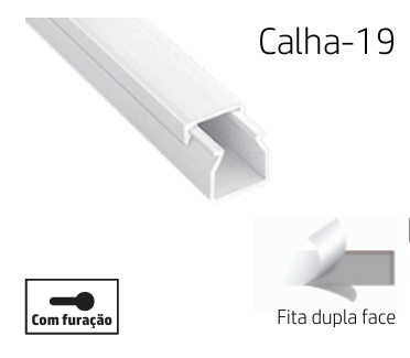 CALHA 19 | BRANCA 25X25 ADESIVO CABLE TRUNKING CANALEX ADH 2M
