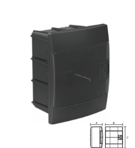 Quadro distribuição 4 módulos embutir preto IP40