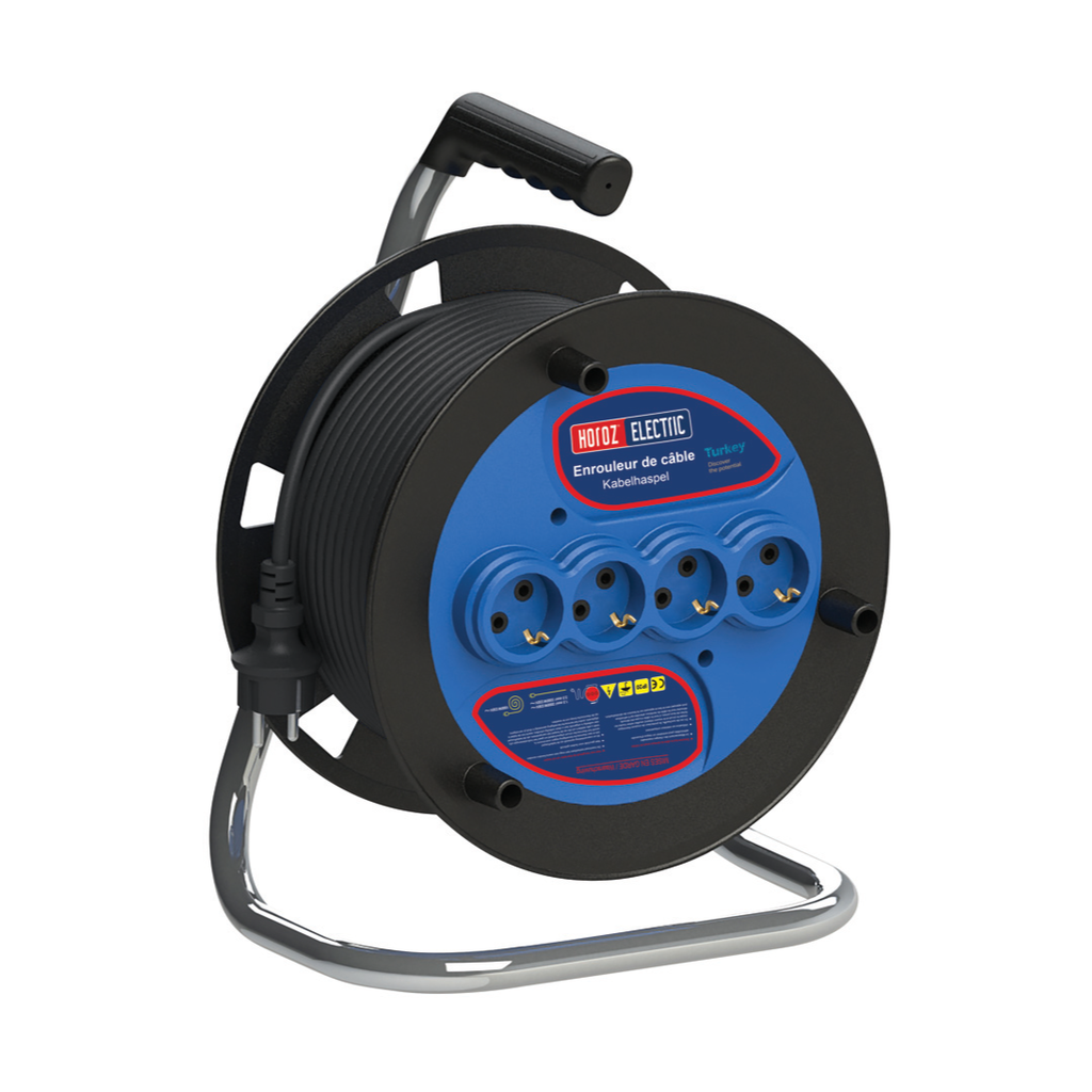 EXTENSÃO/ENROLADOR 3X1, 5MM 4 SOCKET 230V IP20 EU TYPE CABLE REEL 50M