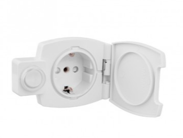 TOMADA COM INTERRUPTOR E TAMPA 3600W 230V AC IP44 BRANCA