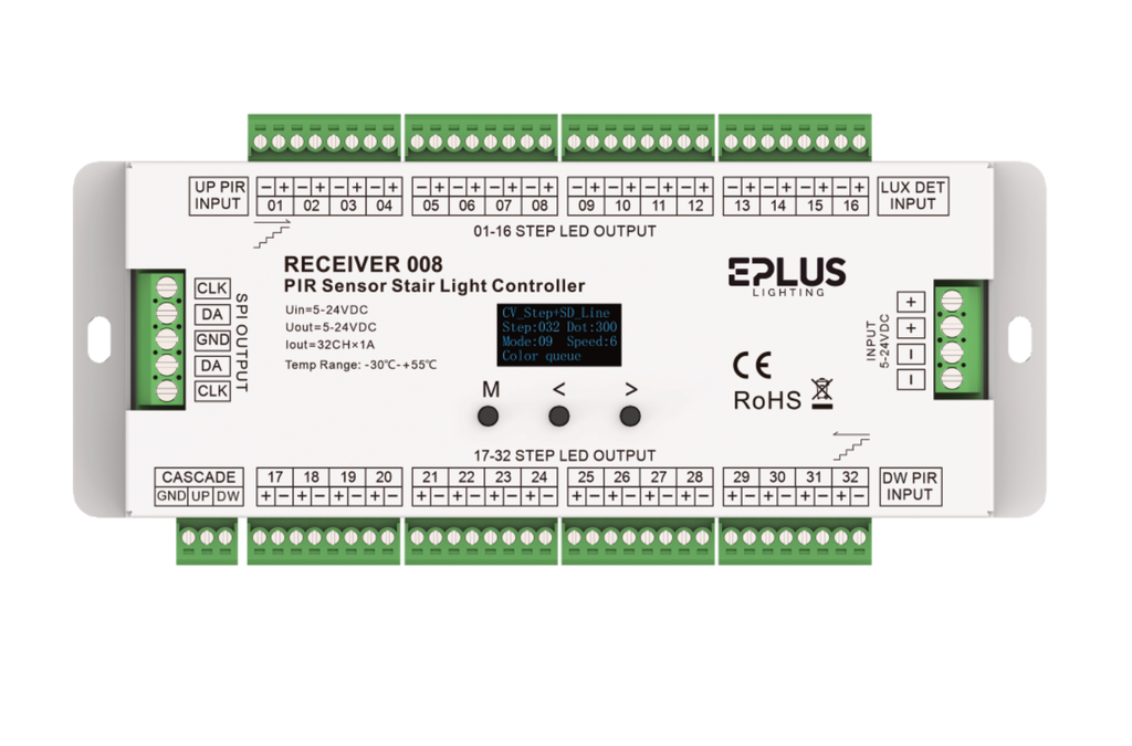 RECEIVER008 CONTROLADOR DEGRAU 5-24V 32x1A SPI