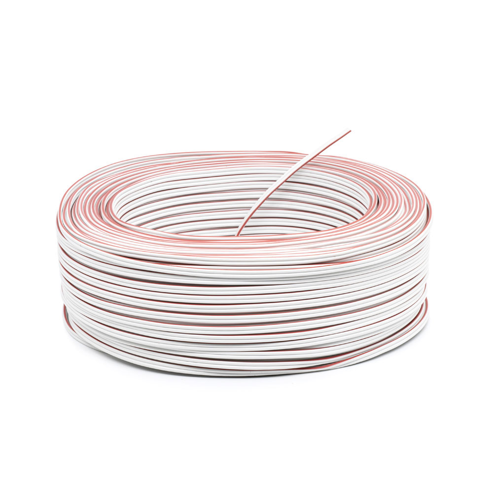 Fio 2x0.35mm branco+branco/vermelho 100M