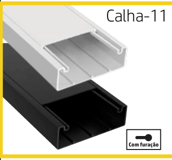 CALHA-11 (P) | Calha técnica de PVC preta com furação 100x50 2M