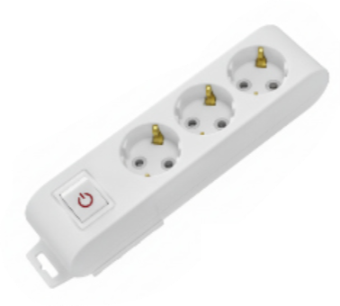 Deco 3P - Tomada Branca 3 SHUCKO c/ interruptor 16A 3x1.5mm² IP20