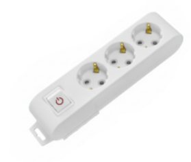 Deco 3PF - Tomada Branca 3 SHUCKO c/interruptor cabo 2 metros 16A 3x1.5mm² IP20