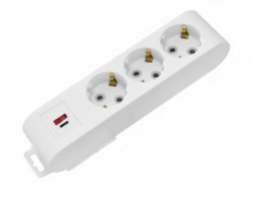 Deco 3PUSB - Tomada Branca 3 SHUCKO 1xUSB-A + 1xUSB-C 16A 3x1.5mm² IP20