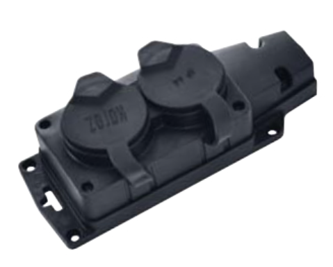 Tomada BP-2 - Tomada Preta em borracha 2 SHUCKO 16A IP54
