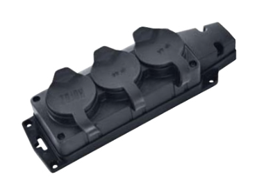 Tomada BP-3 - Tomada preta em borracha 3 SHUCKO 16A IP54