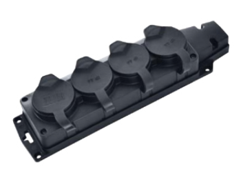 Tomada BP-4 - Tomada Preta em borracha 4 SHUCKO 16A IP54