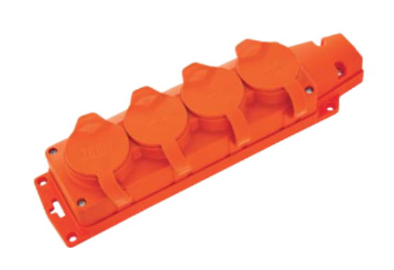 Tomada BL-4 - Tomada Cor-de-Laranja em borracha 4 SHUCKO 16A IP54