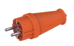 Ficha BL-1 - Ficha macho Cor-de-laranja de borracha 16A IP44
