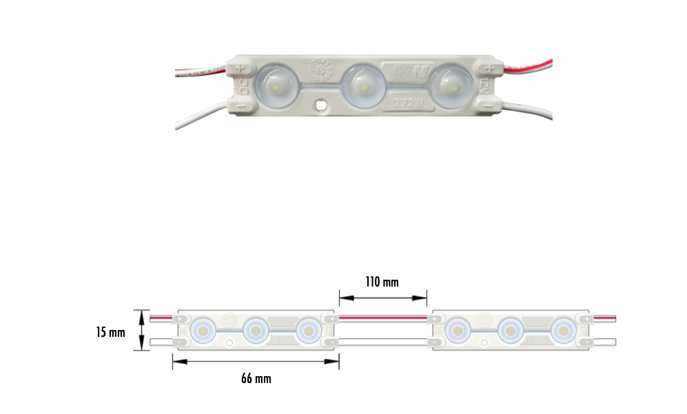SIGN-013-072W-W - MODULO 3LED 0.72W 12V IP67 2700K-3200K 5Y