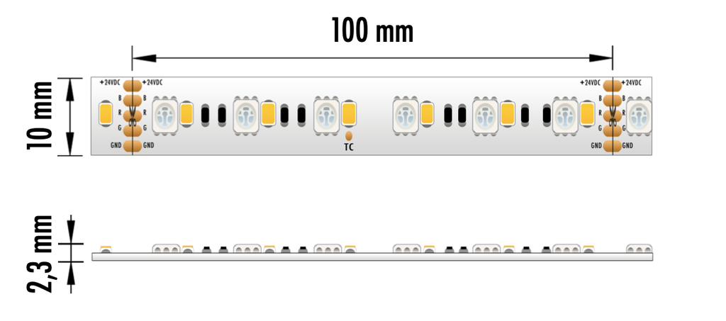 FITA LED EPRO 19.2W 24V RGB+4000K IP20 5M