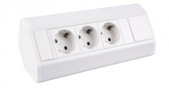 Caixa de canto branca 3x soquete schuco, cabo de 1,8m