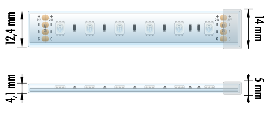 FITA LED EPRO 14.4W 24V RGB IP67 5M