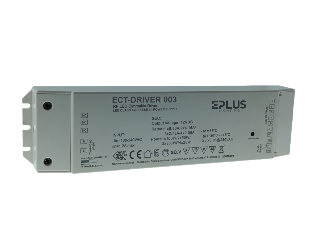 FONTE AL/CONTROLADOR RF/PUSH-DIM 24VDC 4.16A 100W MONO/CCT/RGBW IP20