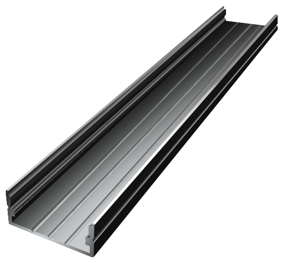 OUT003-B - Perfil Alumínio Saliente 2M Lacado Preto