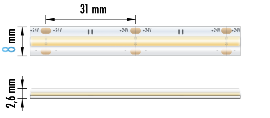 FITA LED ECOB 15W 24V 3000K IP65 5M