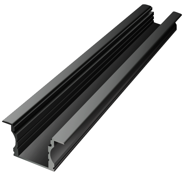 IN002-B - Perfil Alumínio Encastrar 2M Lacado Preto