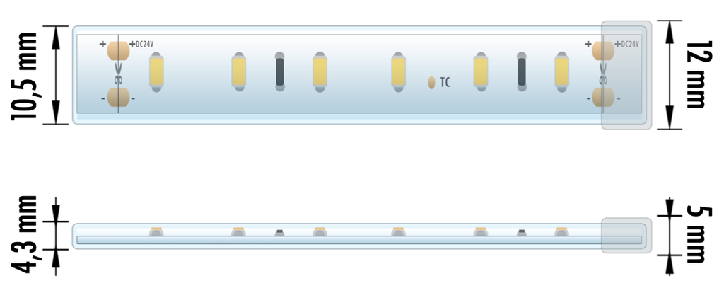 FITA LED EPRO 9.6W 60L 24V 3000K IP67 10M