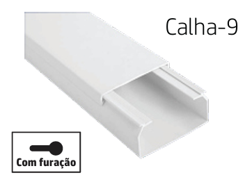 [8699430128303] CALHA 9 | BRANCA TÉCNICA COM TAMPA 80X40 2M
