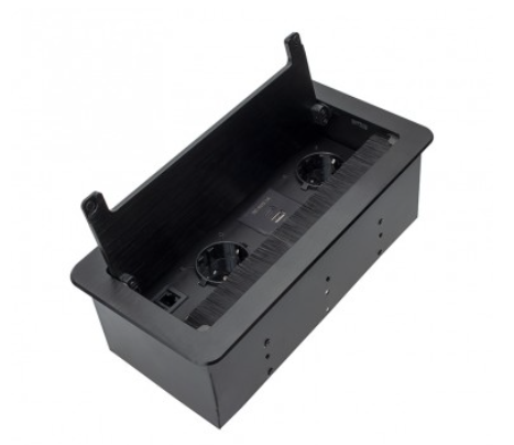 [INBOX-CZ-DE-3,0-02] INBOX black, 2x Shucko Socket, 1xUSB A, 1xUSBC, 1xRJ45, 1xHDMI, 3M input cable with plug