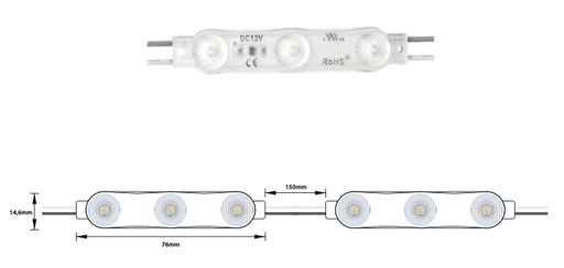 [SIGN-001-108W-C] SIGN-001-108W-C - MODULO 3LED 1.08W 12V IP67 7000K-8000K 5Y