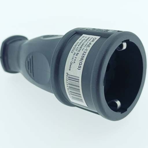 [OR-AE-13258(GS)/12] Workshop socket 2P+E (Schuko) with a comfortable grip, black