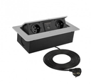 KOMBI BOX USB WITH 1,5M POWER CABLE AND PLUG WITH ELECTRICAL GROUNDING, Alumínio, 2 x SCHUKO - 2 x USB - 1,5 m: