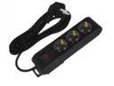 Deco 3PF - Tomada Preta 3 SHUCKO c/ interruptor cabo 2 metros 16A 3X1.5mm² IP20