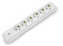 Deco 6P - Tomada Branca 6 SHUCKO c/ interruptor 16A 3x1.5mm² IP20