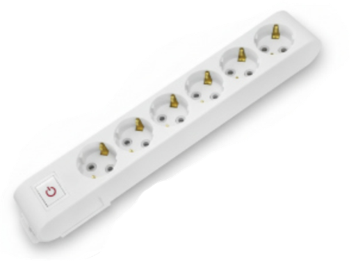 [8699490915554] Deco 6P - Tomada Branca 6 SHUCKO c/ interruptor 16A 3x1.5mm² IP20