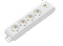 Deco 4PFUSB - Tomada Branca 4 SHUCKO 1xUSB-A + 1xUSB-C cabo 2 metros 16A 3x1.5mm² IP20