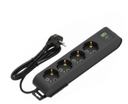 Deco 4PFUSB - Tomada Preta 4 SHUCKO 1xUSB-A + 1xUSB-C cabo 2 metros 16A 3x1.5mm² IP20
